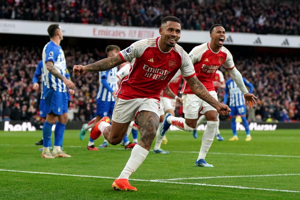 Gabriel Jesus record extended as Arsenal beat Brighton to top Premier League