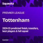 Tottenham's predicted Premier League finish, trophy probability ratings, odds, best players & stats