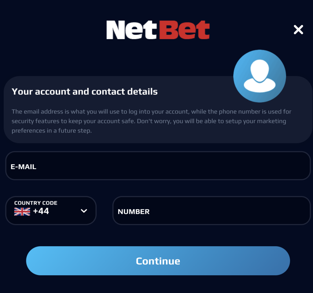 Step 1 of NetBet Casino registration