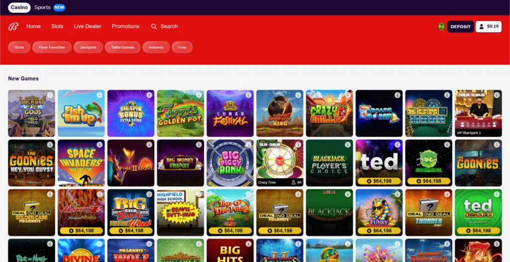 Bally Casino game selection