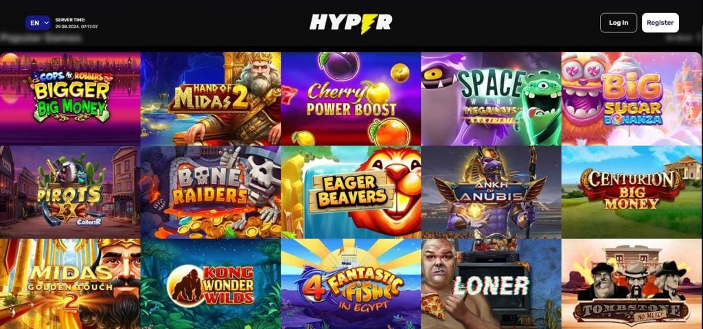 Hyper Casino game selection