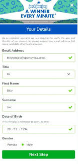 Step 1 of Jackpot Joy Casino registration 
