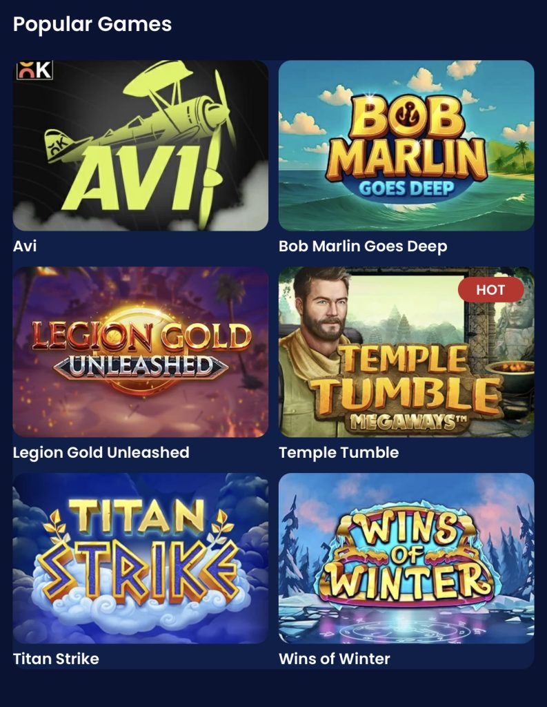 HighBet Casino game selection 