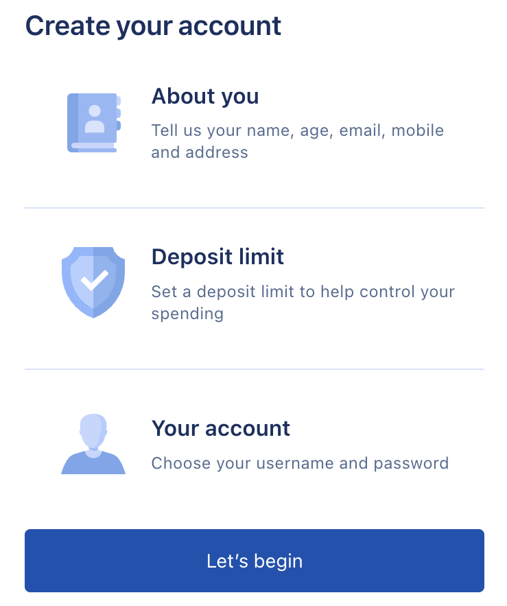 These are the steps when players register to William Hill Casino