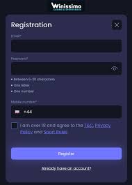 Step 1 of Winissimo Casino registration