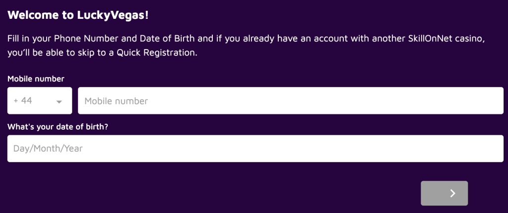 Lucky Vegas Casino registration
