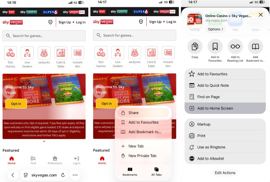 Sky Vegas Casino App Quick Access