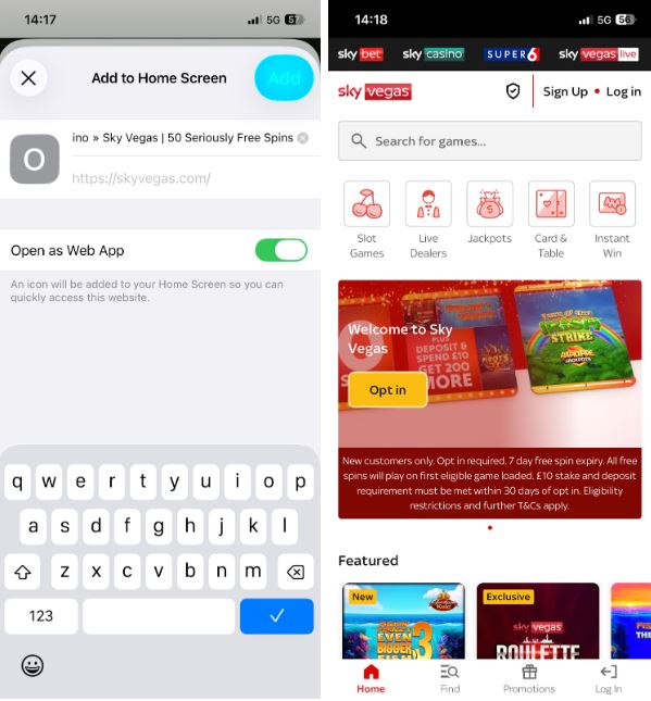 Sky Vegas Casino App Add to Home Screen