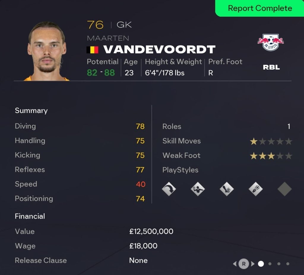 EAFC 26 Career Mode goalkeepers: Maarten Vandevoordt