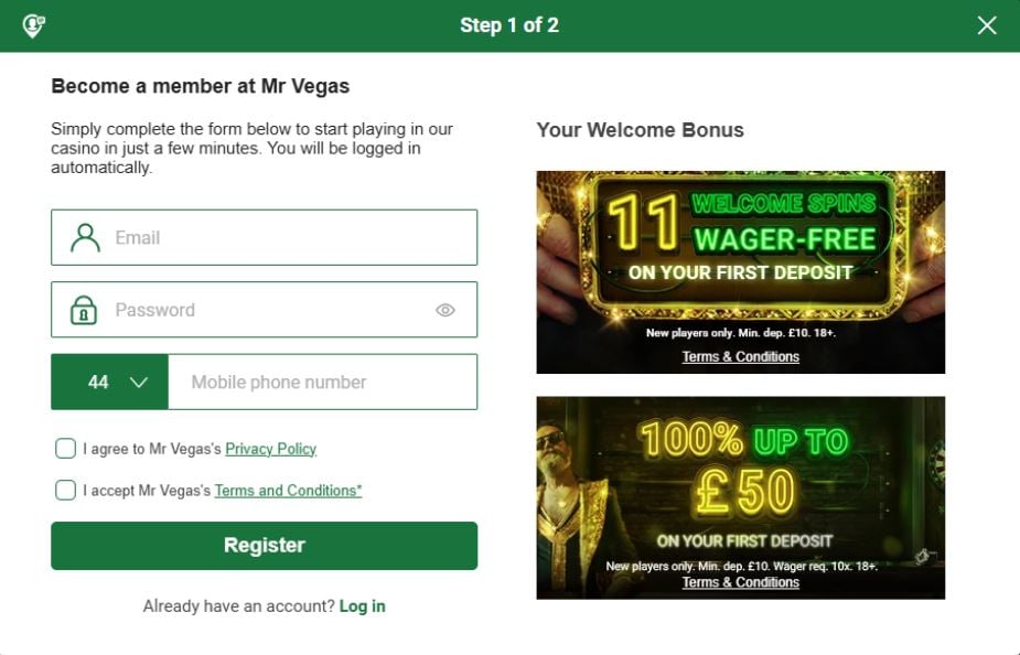 Mr Vegas Casino Registration