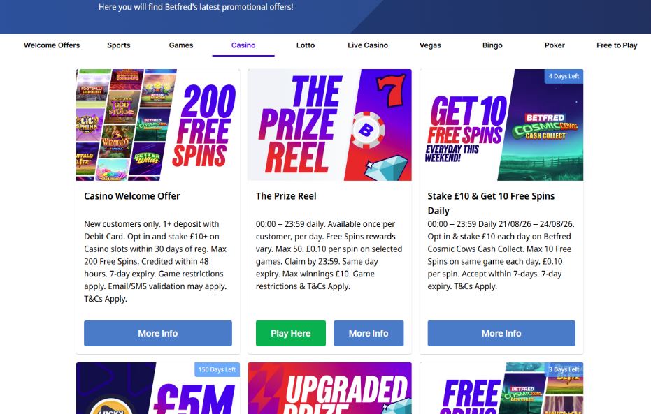 Betfred Casino Regular Promotions and Loyalty Program
