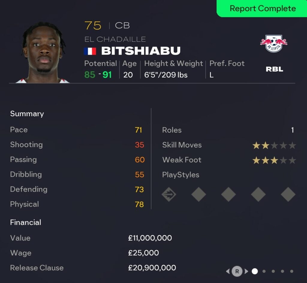 EAFC 26 Career Mode centre-backs: El Chadaille Bitshiabu