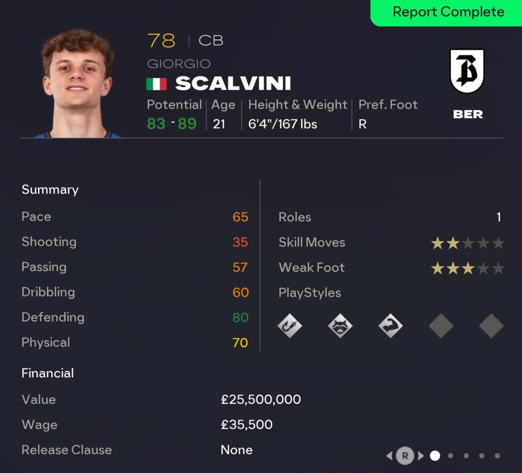 EAFC 26 Career Mode centre-backs: Giorgio Scalvini