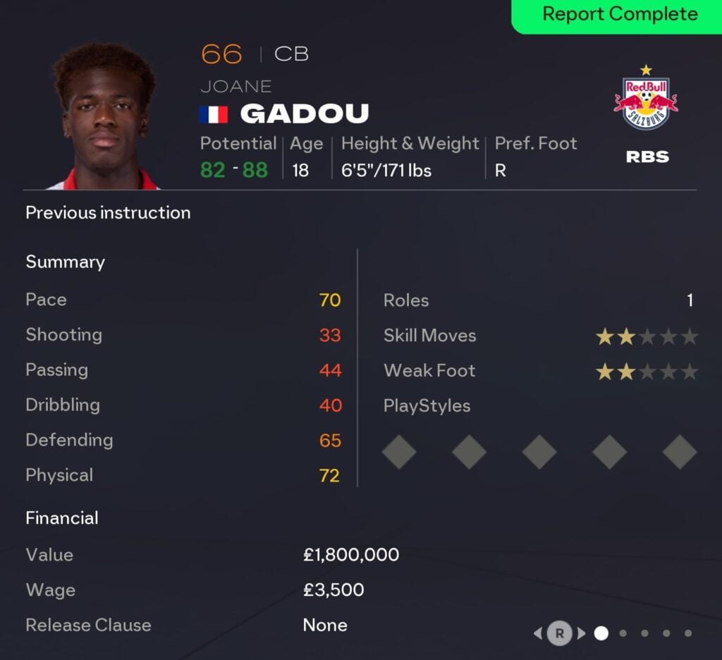 EAFC 26 Career Mode centre-backs: Joane Gadou