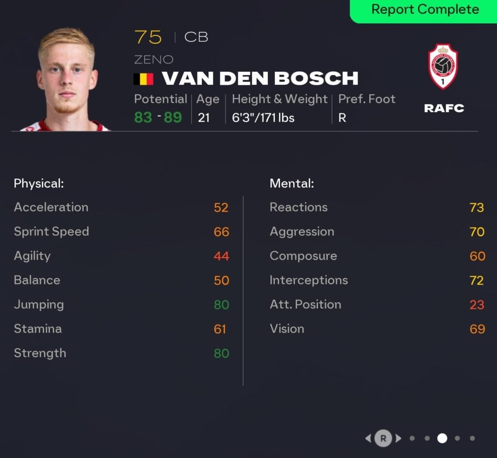 EAFC 26 Career Mode centre-backs: Zeno Van Den Bosch