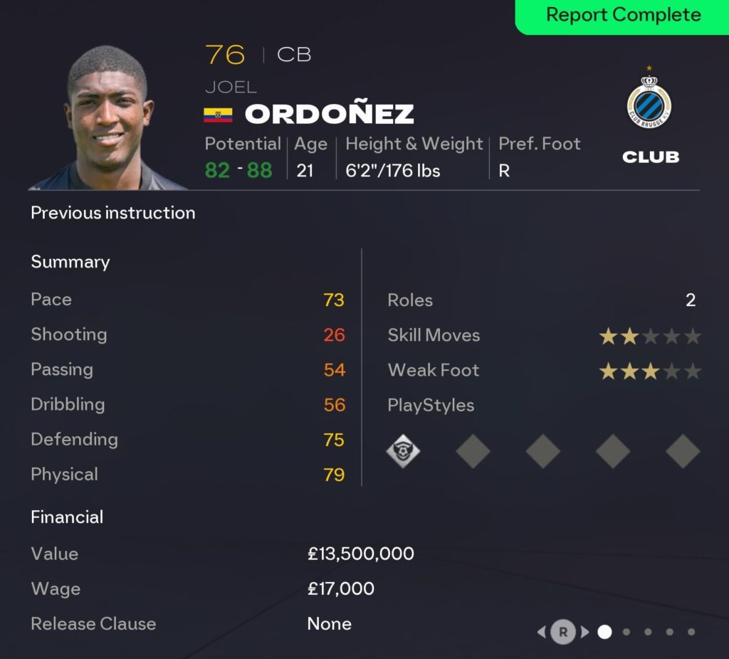 EAFC 26 Career Mode centre-backs: Joel Ordonez
