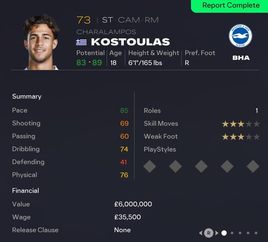 EAFC 26 Career Mode strikers: Charalampos Kostoulas