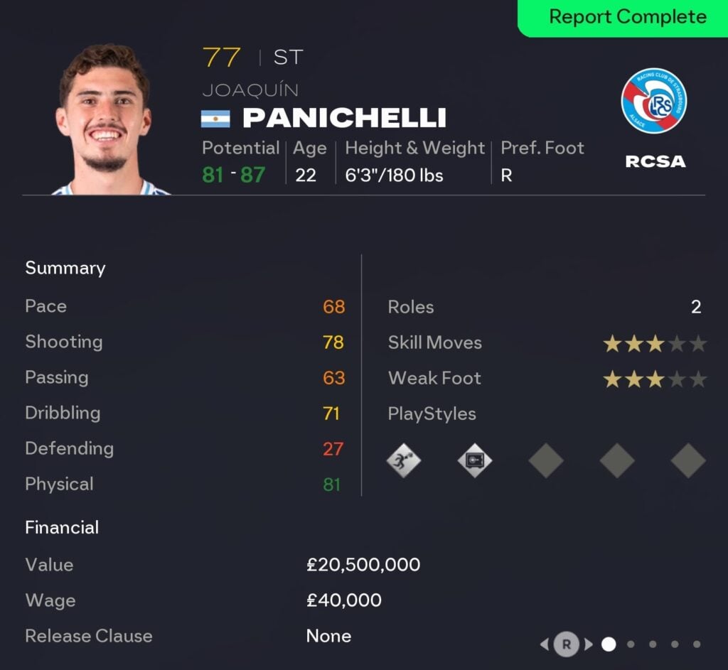 EAFC 26 Career Mode strikers: Joaquin Panichelli