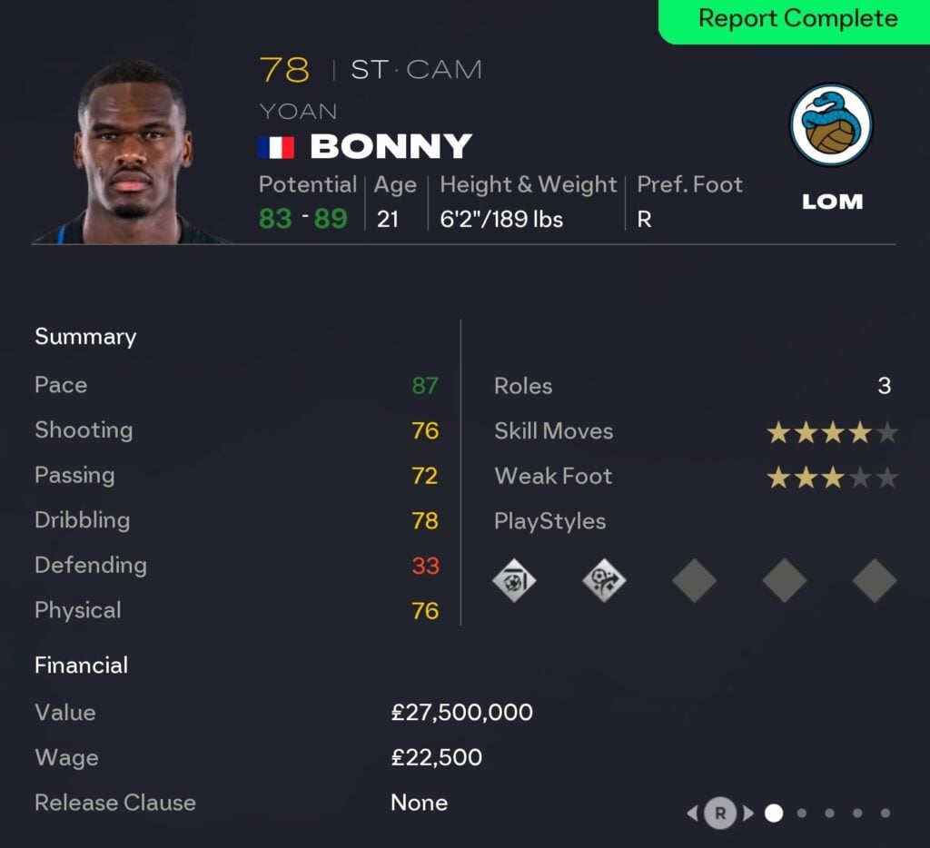EAFC 26 Career Mode strikers: Yoan Bonny