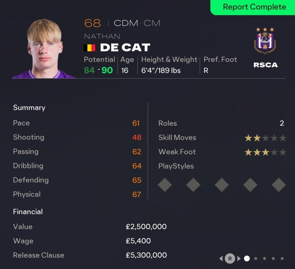 EAFC 26 Career Mode CDMs: Nathan De Cat