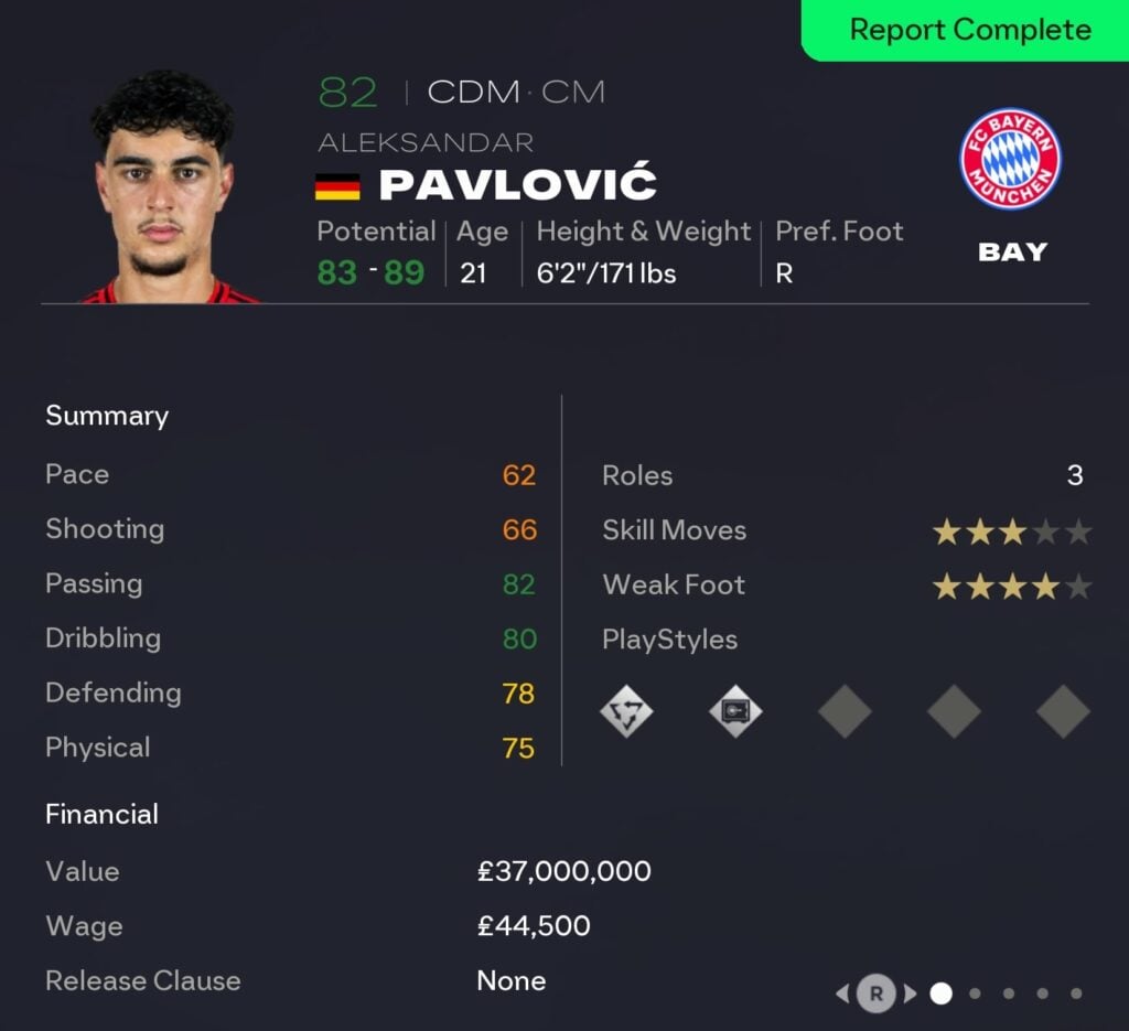 EAFC 26 Career Mode CDMs: Aleksandar Pavlovic