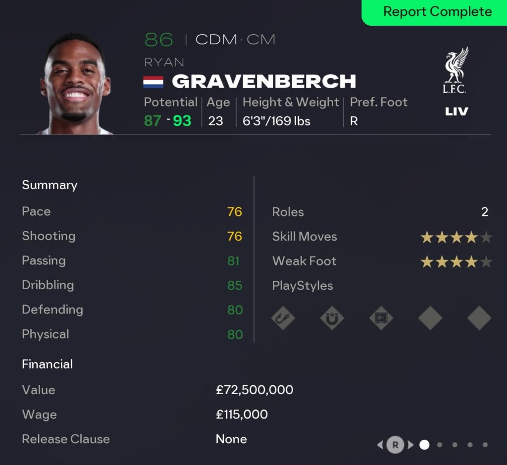 EAFC 26 Career Mode CDMs: Ryan Gravenberch