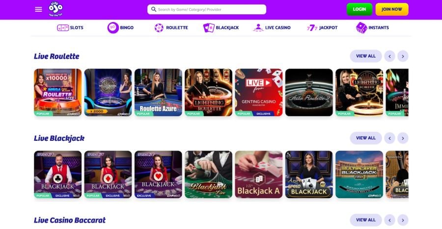 PlayOJO Casino Live Dealer