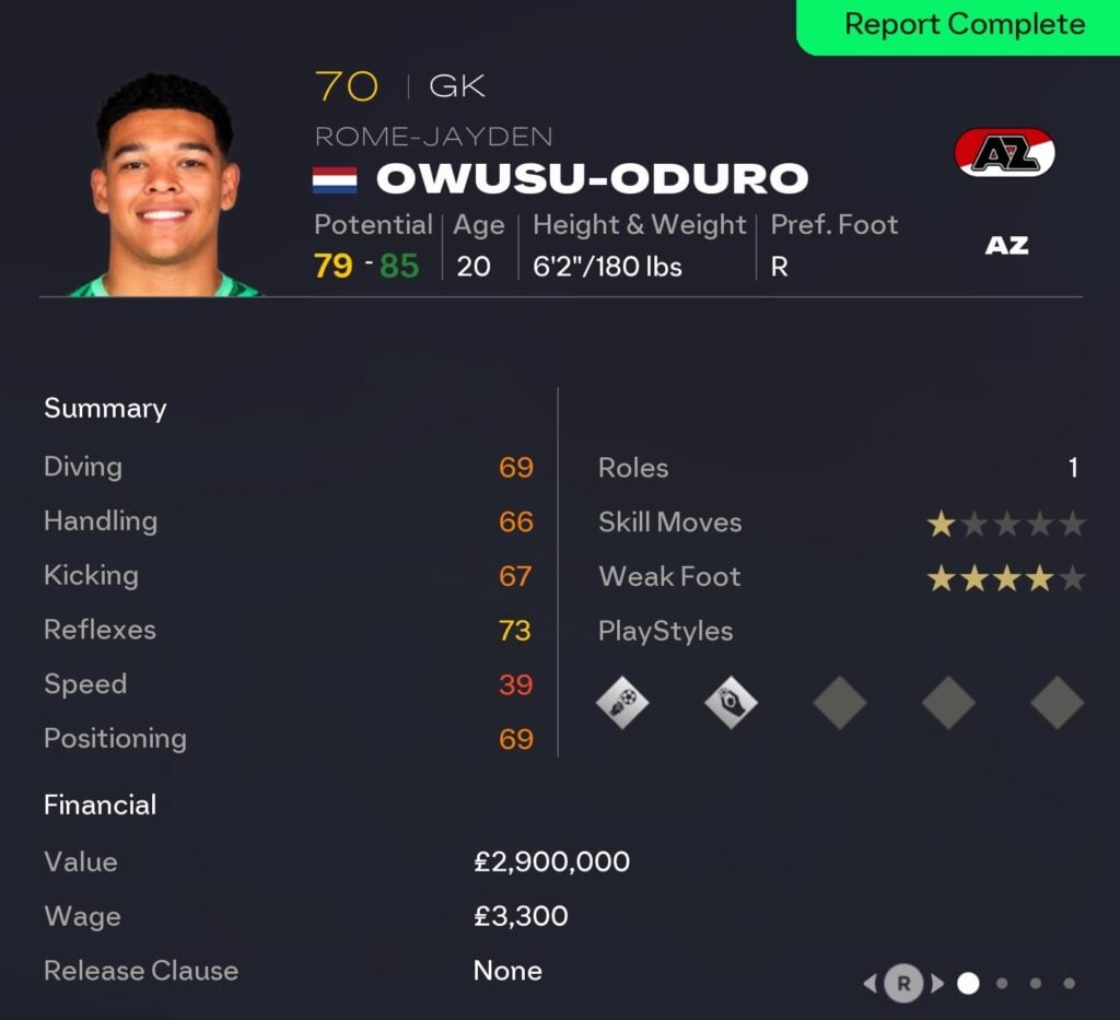 EAFC 26 Career Mode goalkeepers: Rome-Jayden Owusu-Oduro