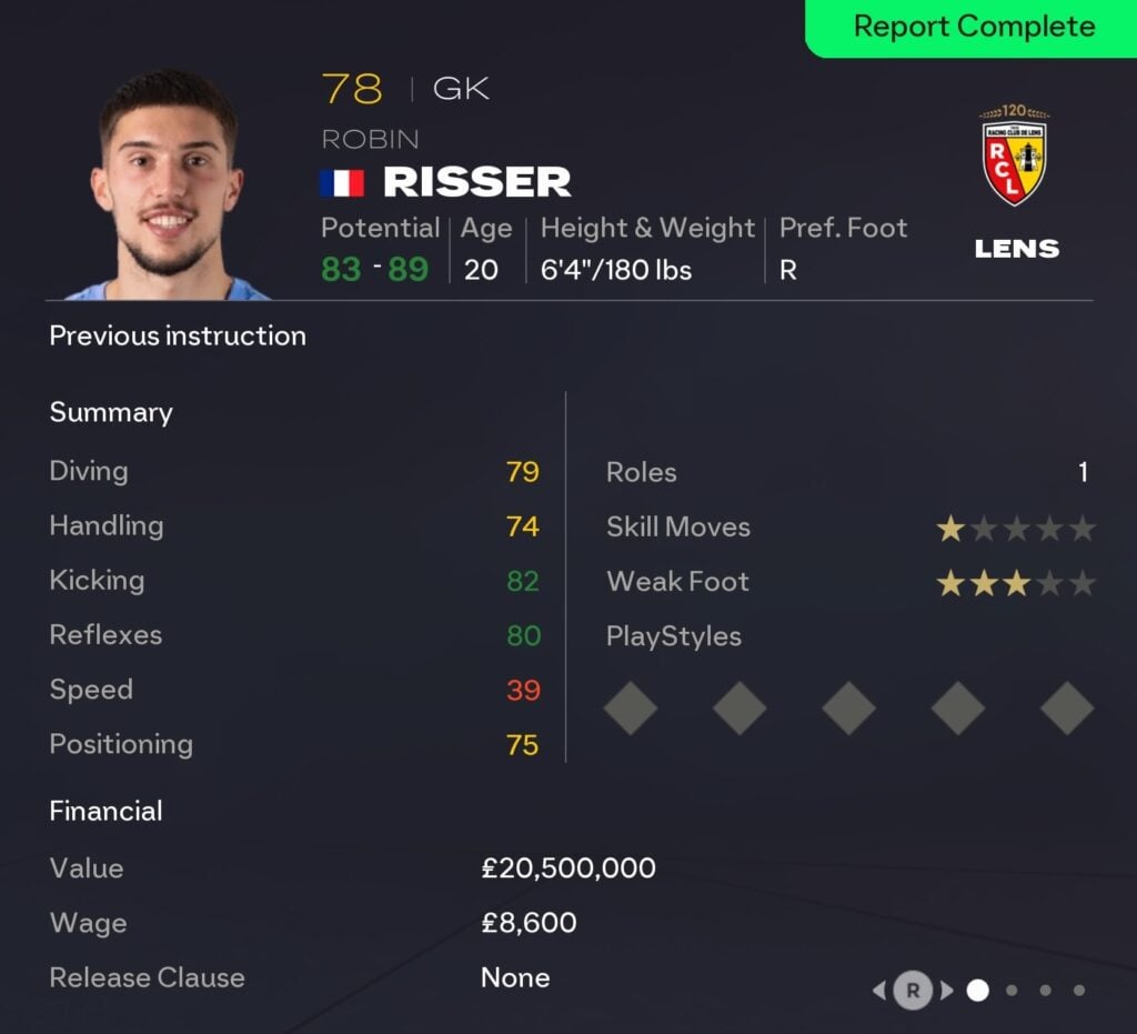 EAFC 26 Career Mode goalkeepers: Robin Risser