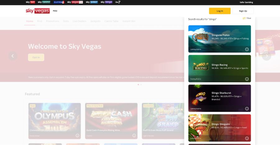 Sky Vegas Casino - Slingo Games
