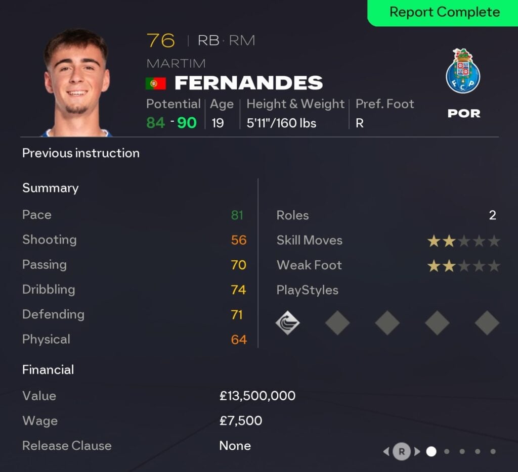 EAFC 26 Career Mode full-backs: Martim Fernandes