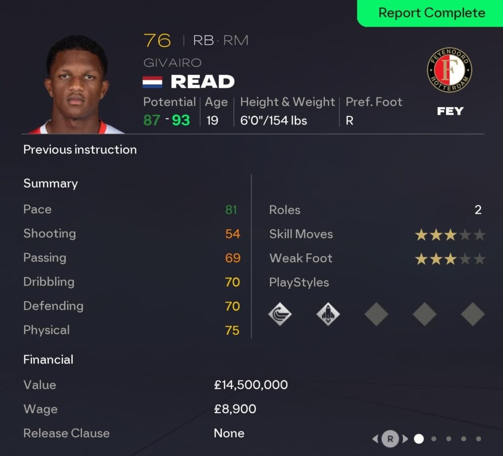EAFC 26 Career Mode full-backs: Givairo Read