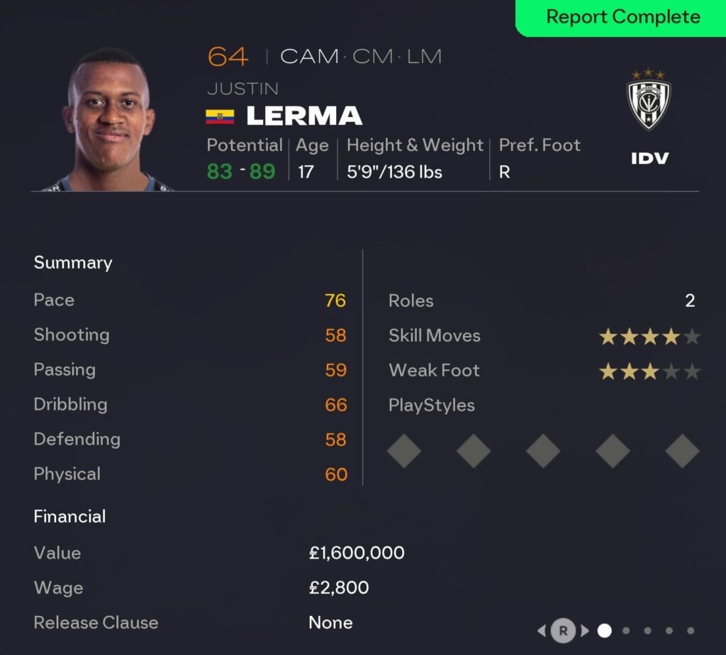 EAFC 26 Career Mode wingers: Justin Lerma