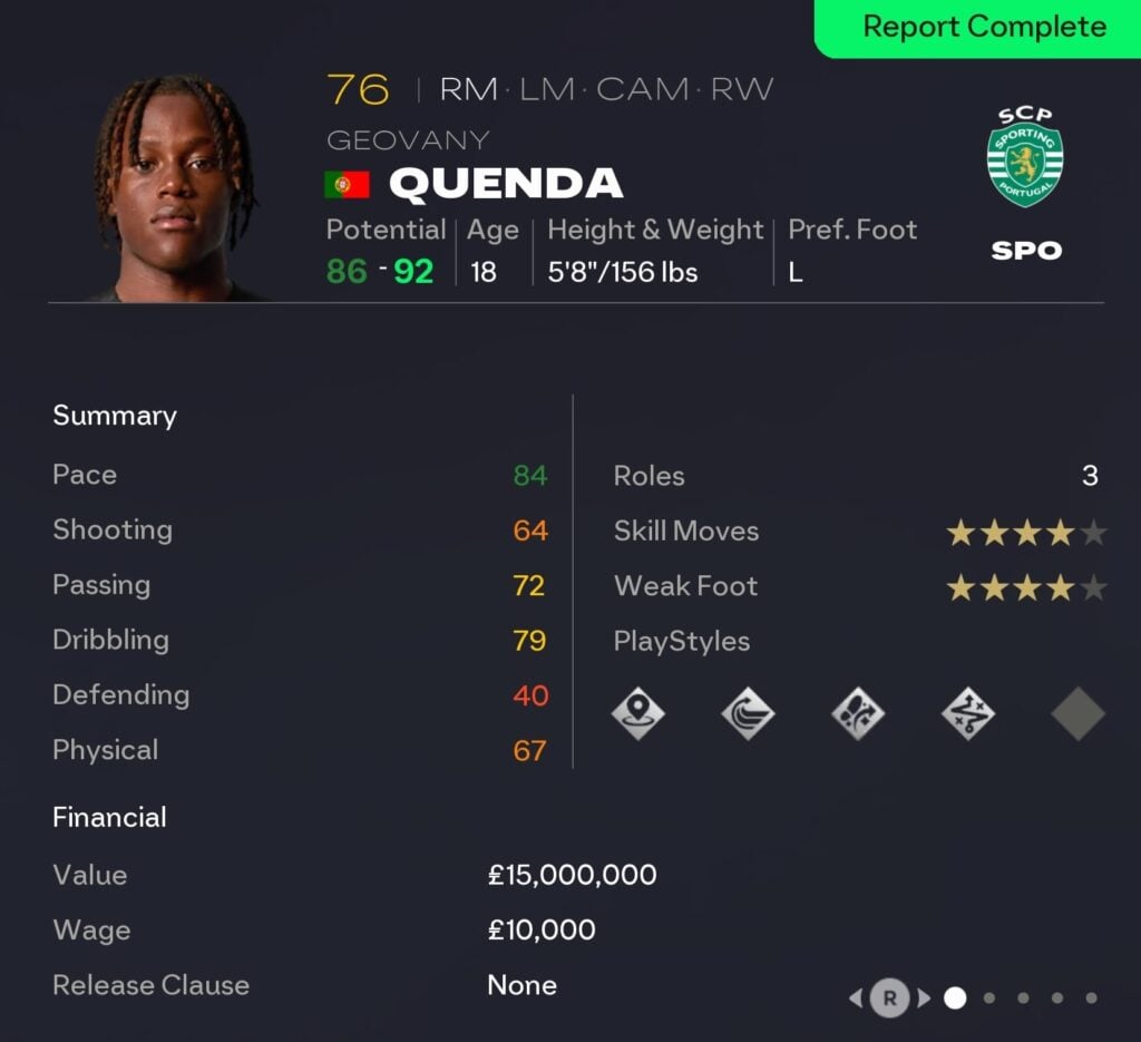 EAFC 26 Career Mode wingers: Geovany Quenda