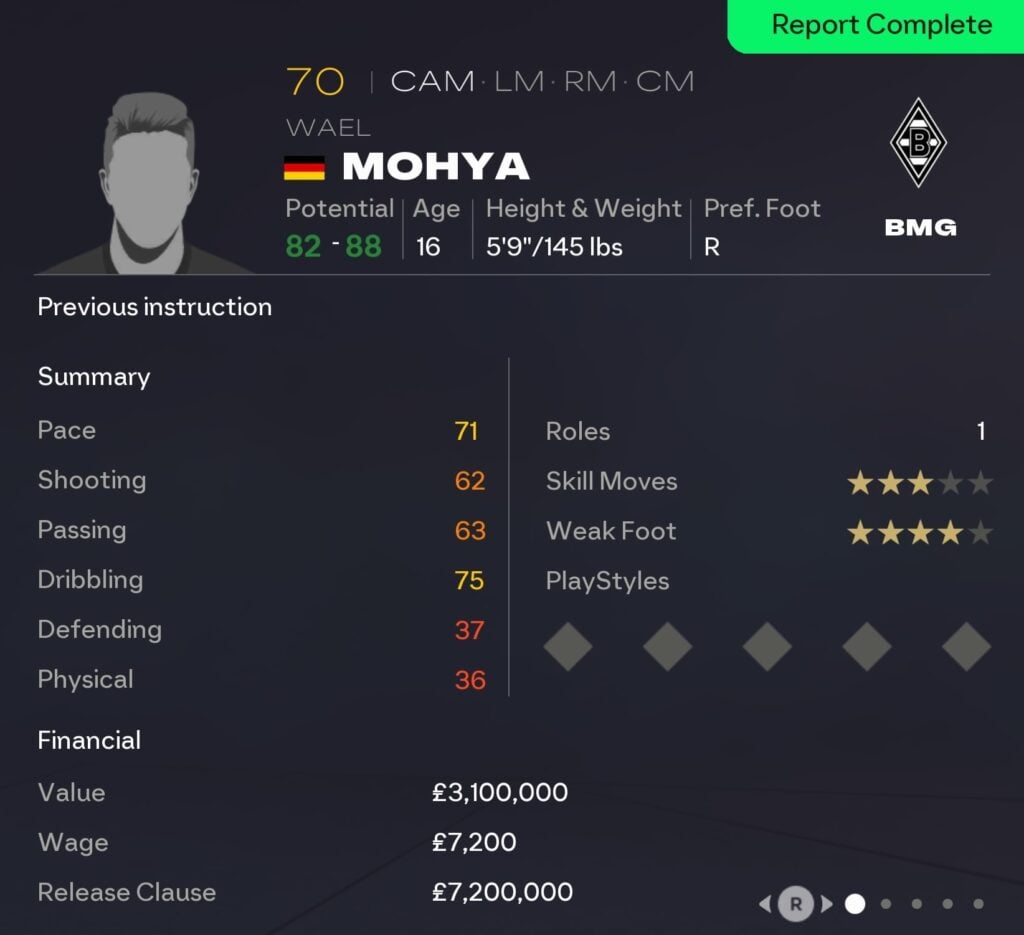 EAFC 26 Career Mode CAMs: Wael Mohya