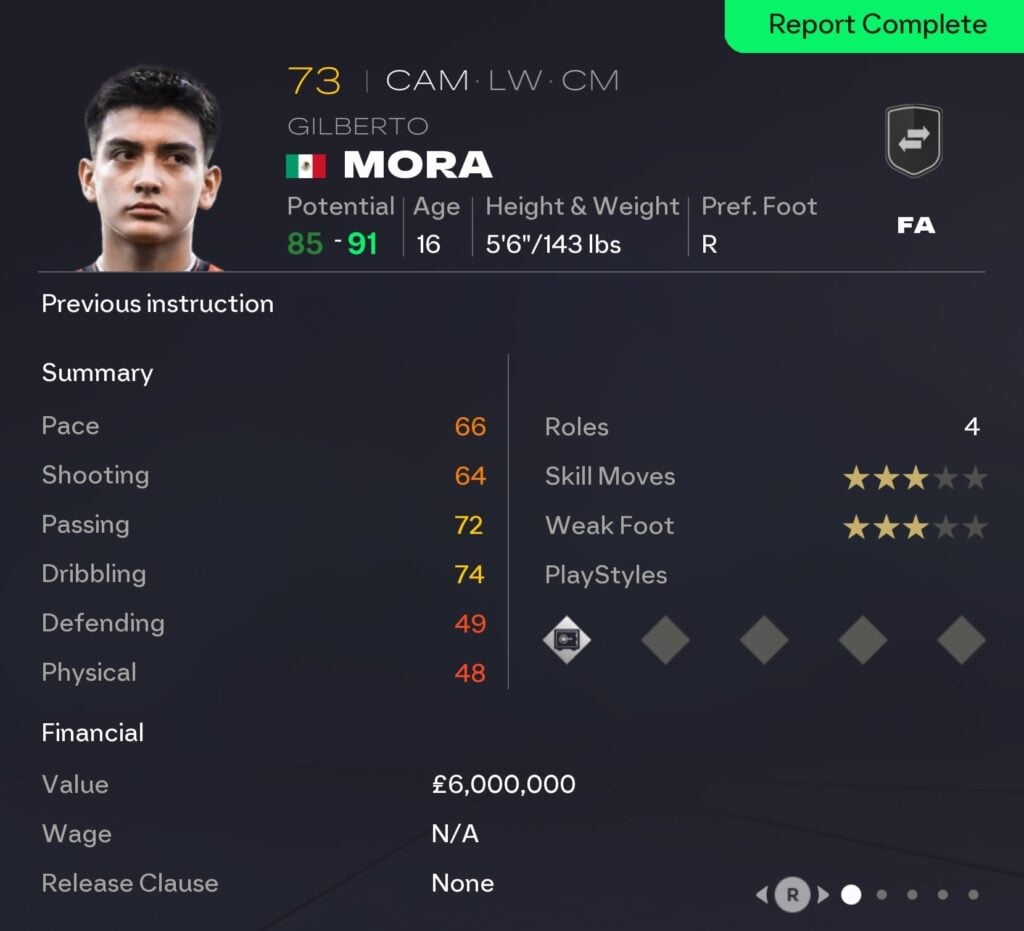 EAFC 26 Career Mode CAMs: Gilberto Mora