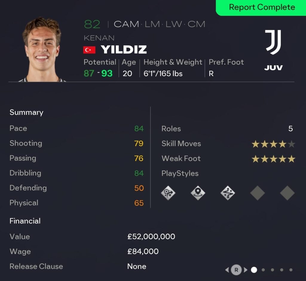 EAFC 26 Career Mode CAMs: Kenan Yildiz