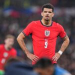 Dominic Solanke in action for England against Uruguay