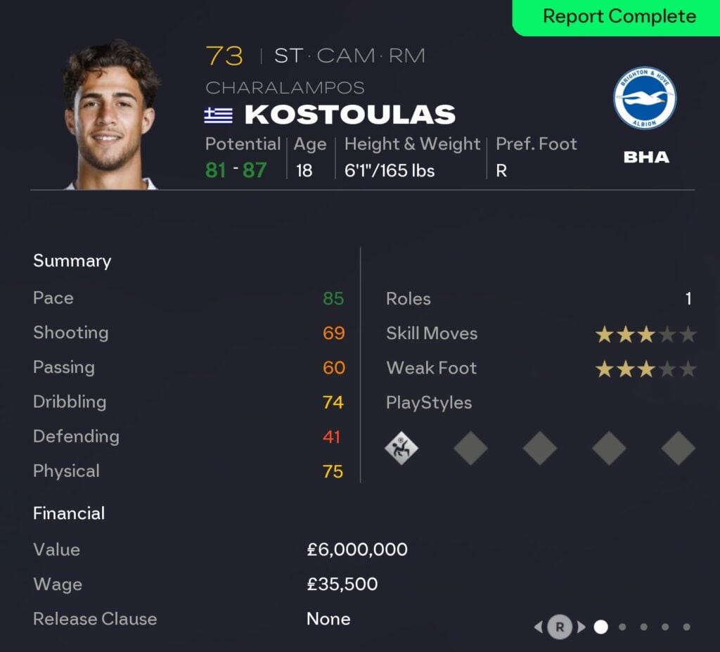 EAFC 26 Career Mode strikers: Charalampos Kostoulas