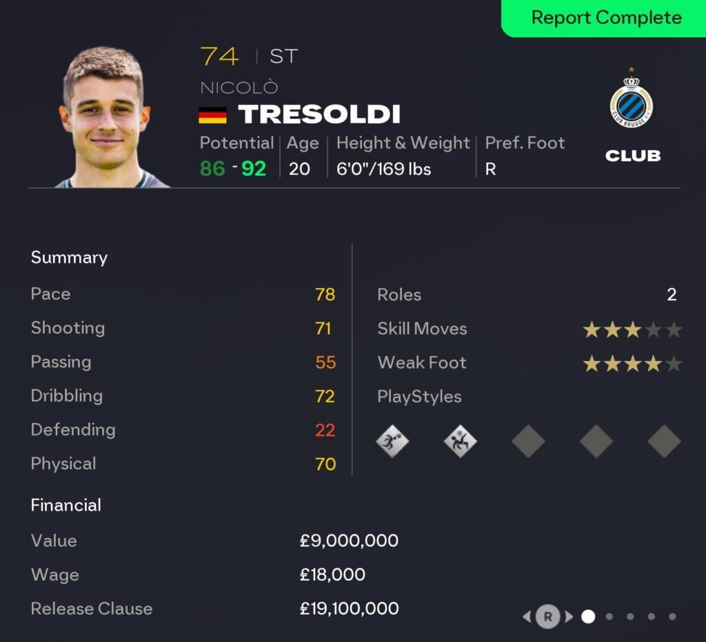 EAFC 26 Career Mode strikers: Nicolo Tresoldi