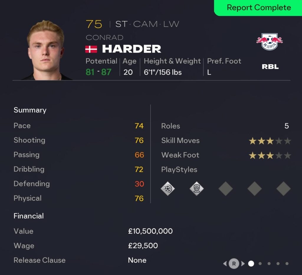 EAFC 26 Career Mode strikers: Conrad Harder