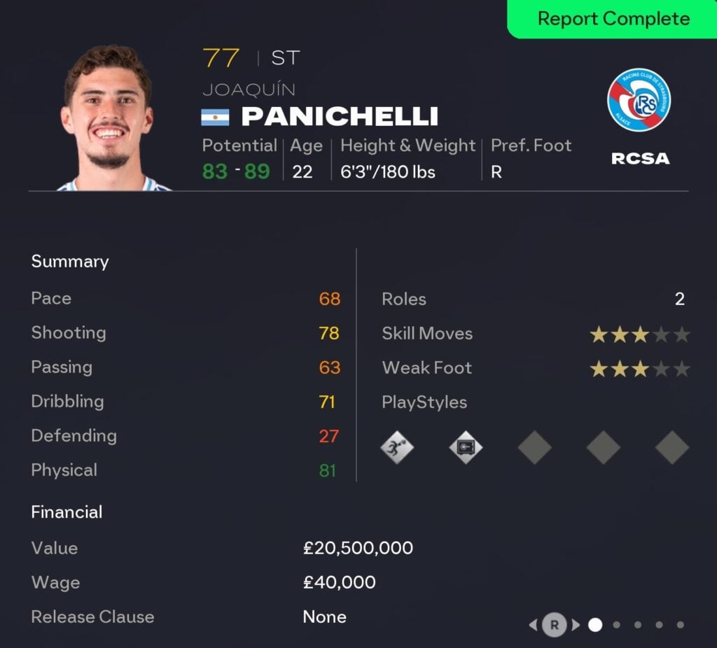 EAFC 26 Career Mode strikers: Joaquin Panichelli