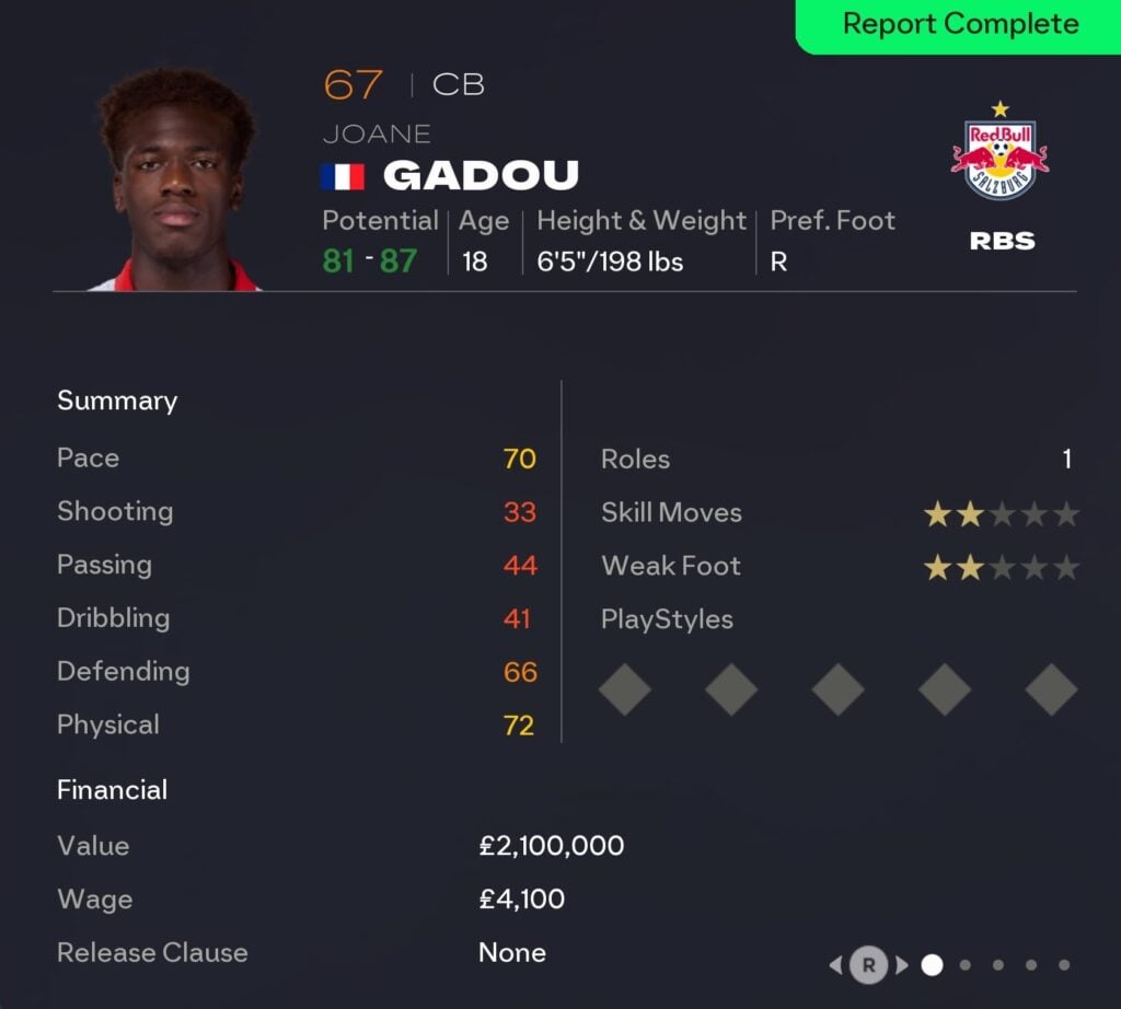 EAFC 26 Career Mode centre-backs: Joane Gadou