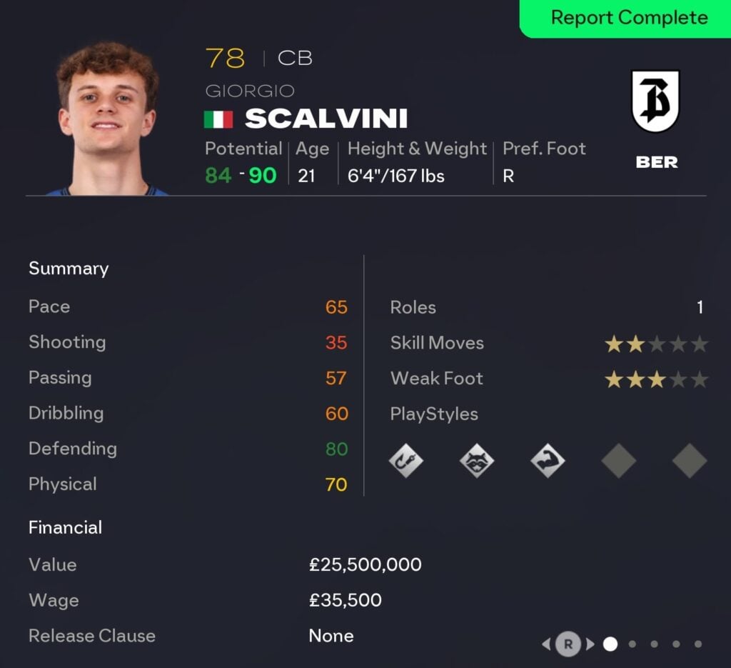 EAFC 26 Career Mode centre-backs: Giorgio Scalvini