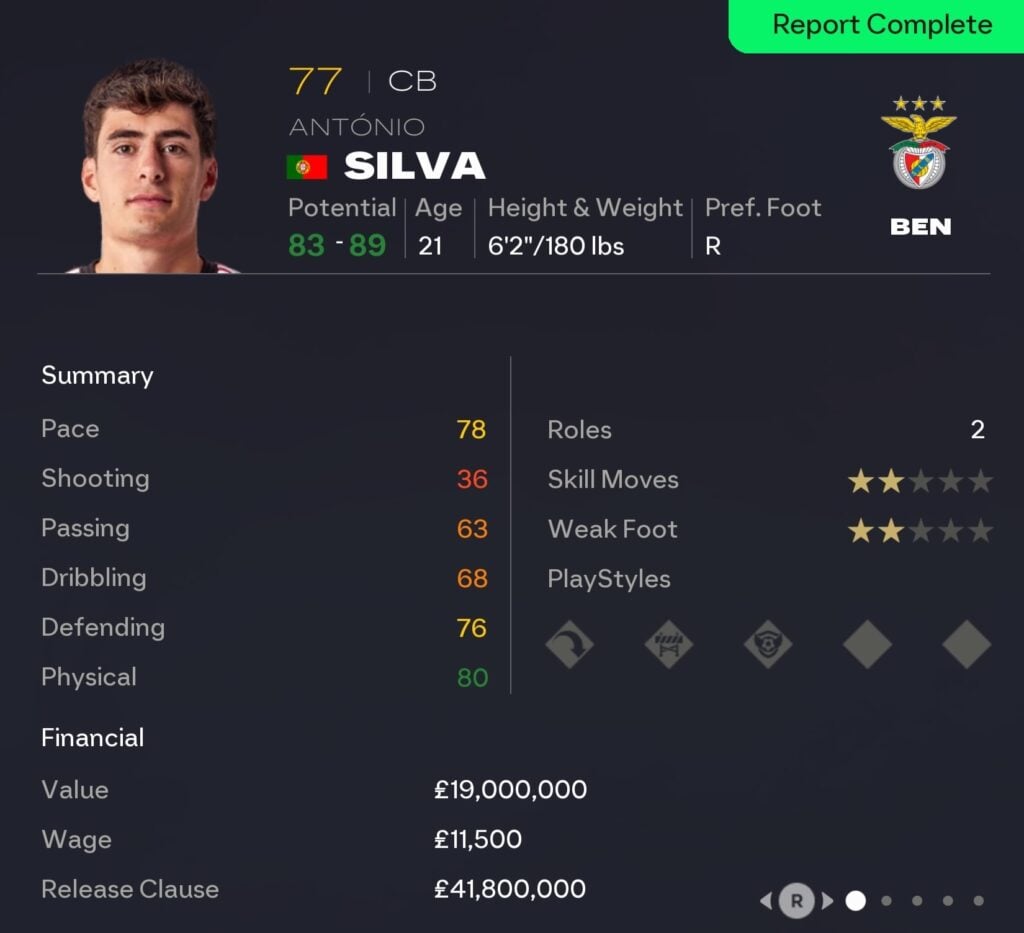 EAFC 26 Career Mode centre-backs: Antonio Silva