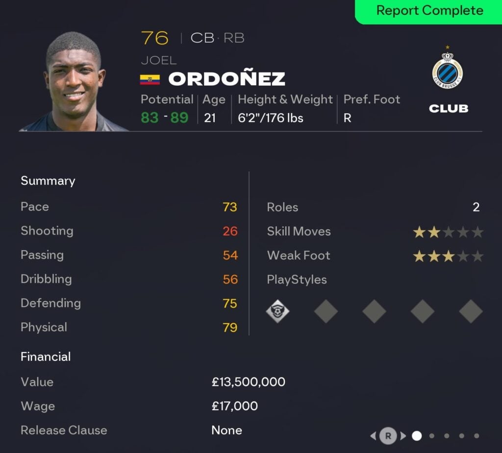 EAFC 26 Career Mode centre-backs: Joel Ordonez