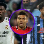 Aurelien Tchouameni (L), Casemiro (C), Ederson (R)