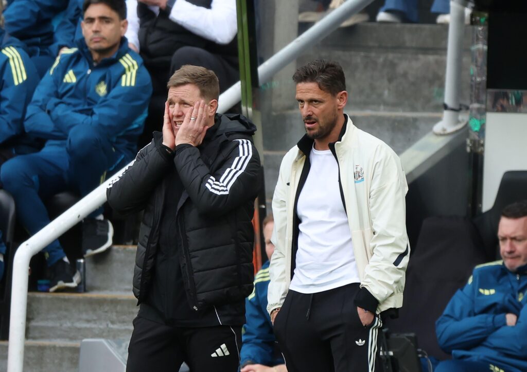 Newcastle manager Eddie Howe and assistant manager Jason Tindall