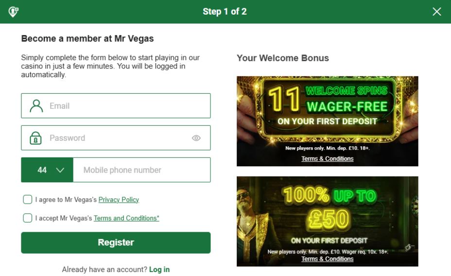 Mr Vegas Casino - Casino Sign Up Bonus