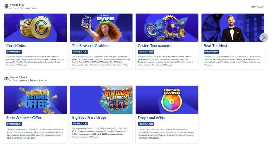 Coral Casino Promotions & Loyalty Program